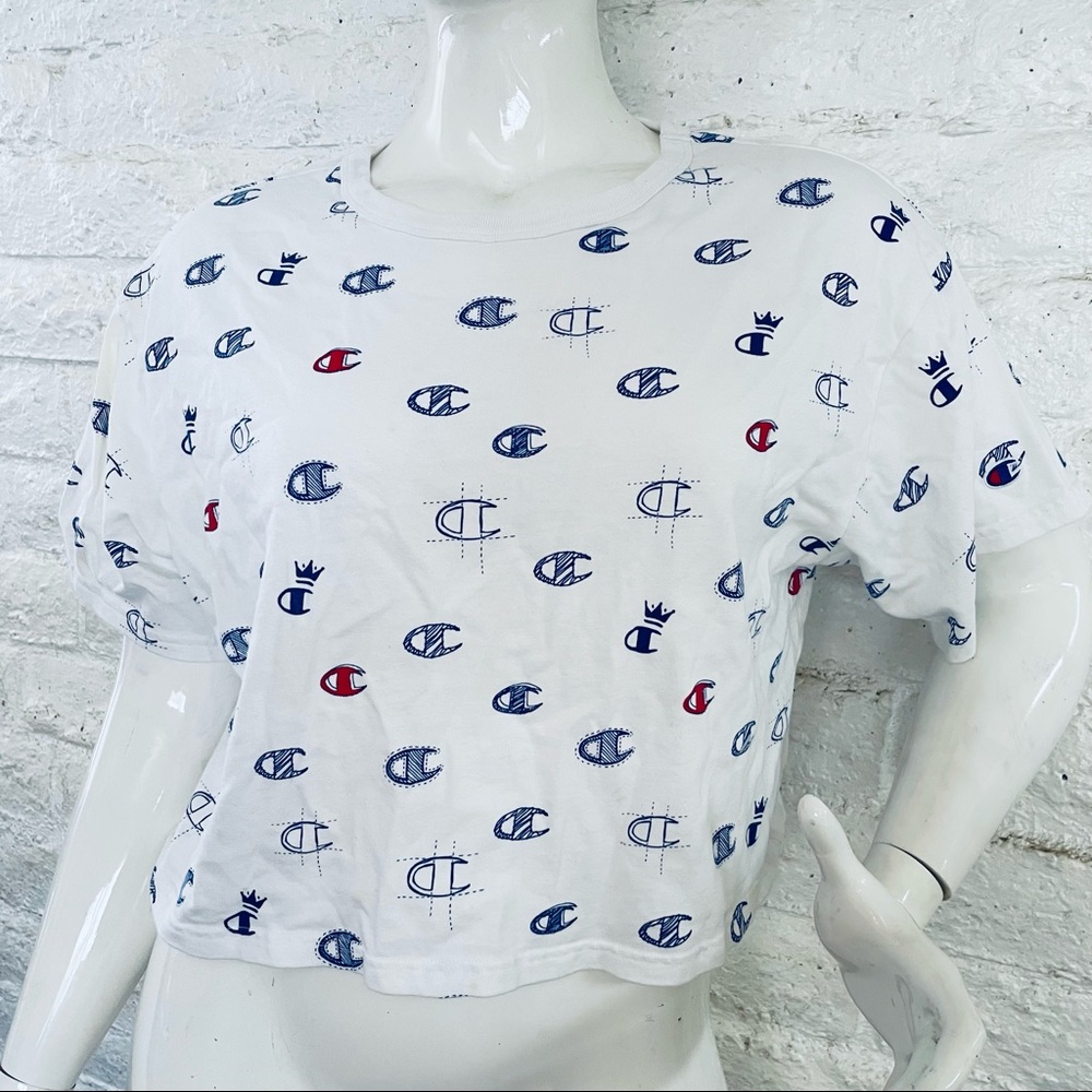 champion crown crop top all over print size XL
